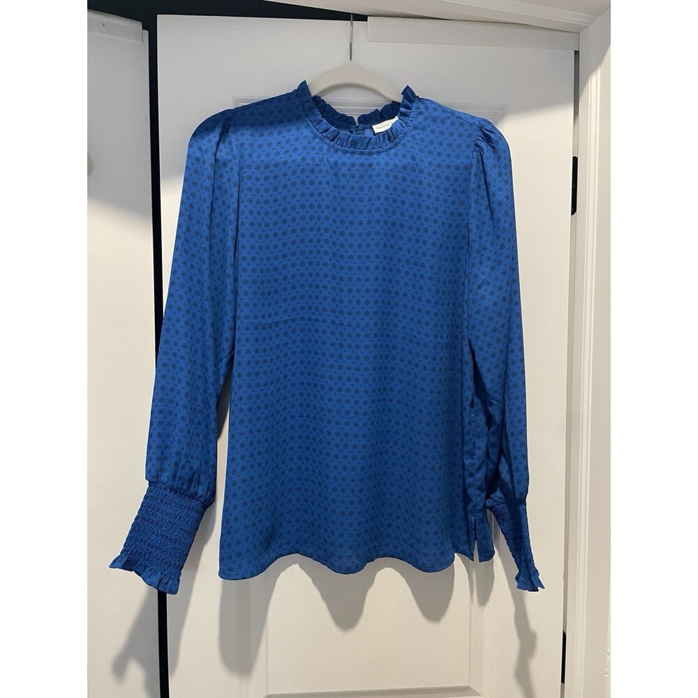 Maison d’Amélie Blue Floral Ruffle Blouse Size L NWT